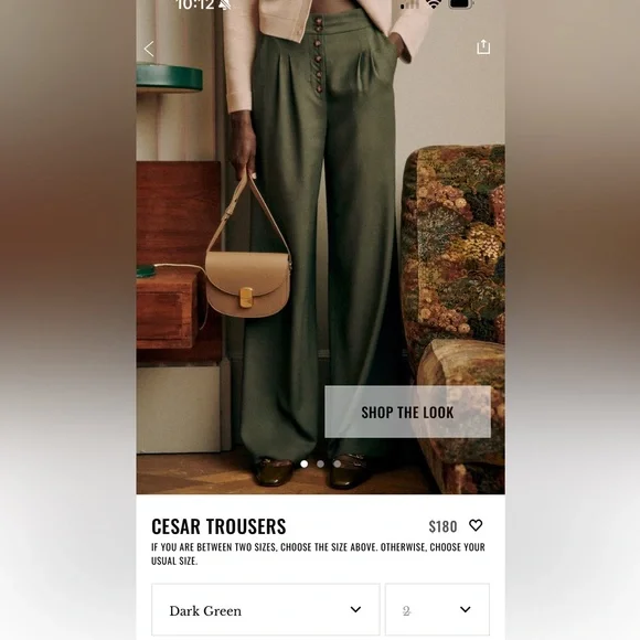 Sezane Women's NWT Cesar Olive Wide Leg trousers - Picture 8 of 8